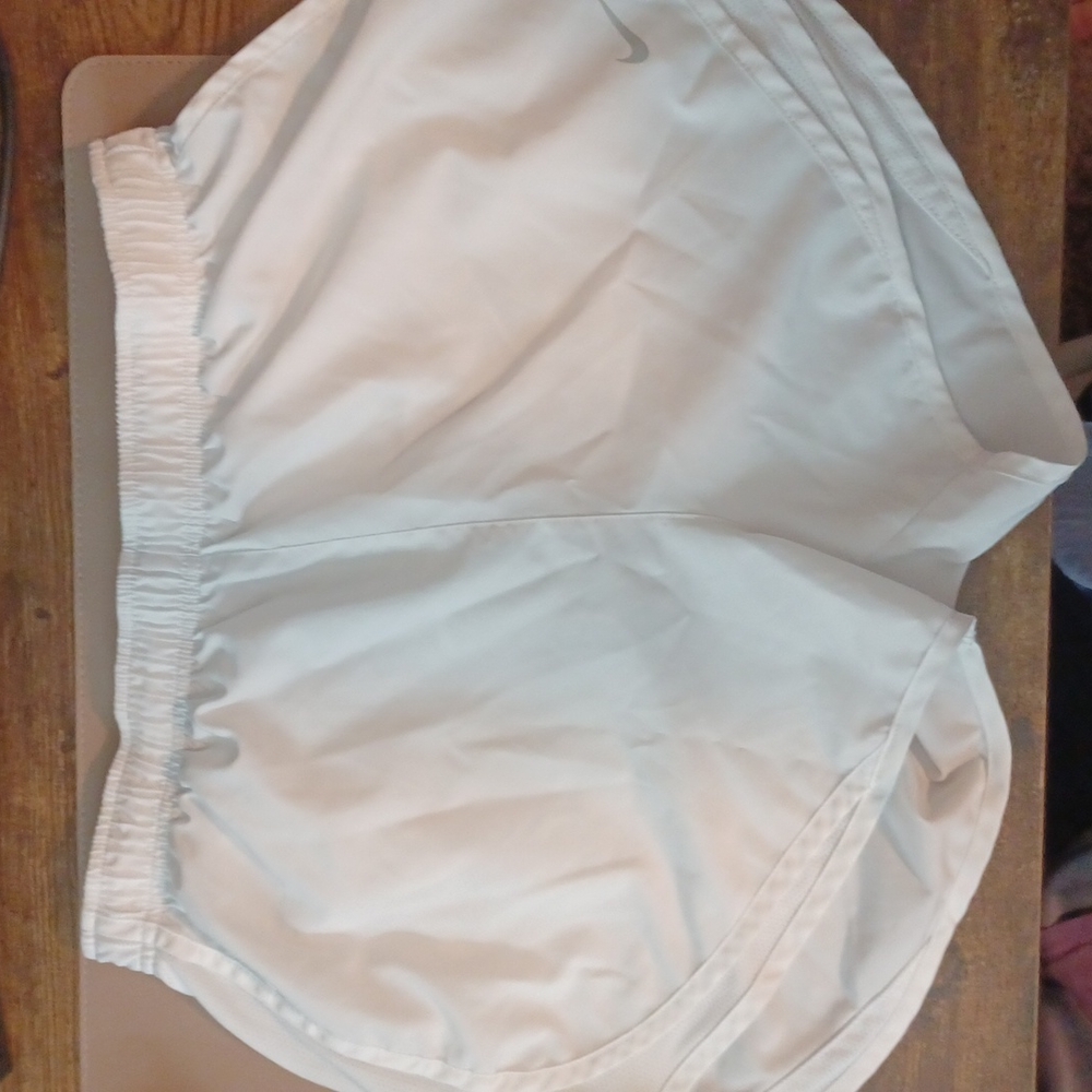 Lined Nike shorts, L. White. Worn once or twice.
